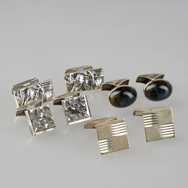 MANSCHETTKNAPPAR, 4 par, silver, spektrolit, Finland.