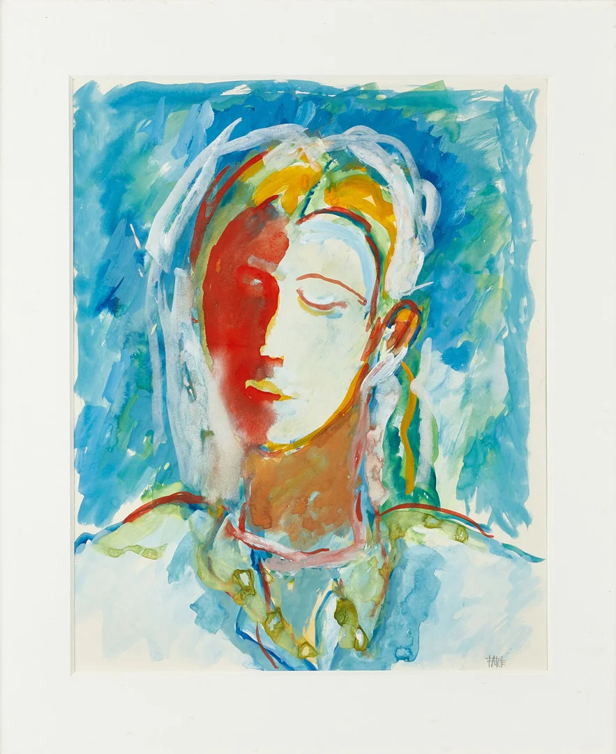 LEOPOLD FARE (SVERIGE, 1926–1996). Kvinnoporträtt, akvarell, signerad Fare. — Paintings — Crafoord Auktioner Stockholm