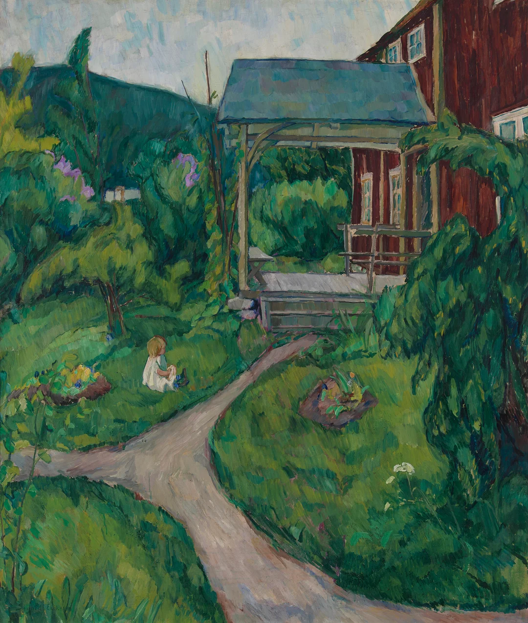 Eriksen, Sigurd — Sommerdag i hagen — Kunst/Maleri — Blomqvist