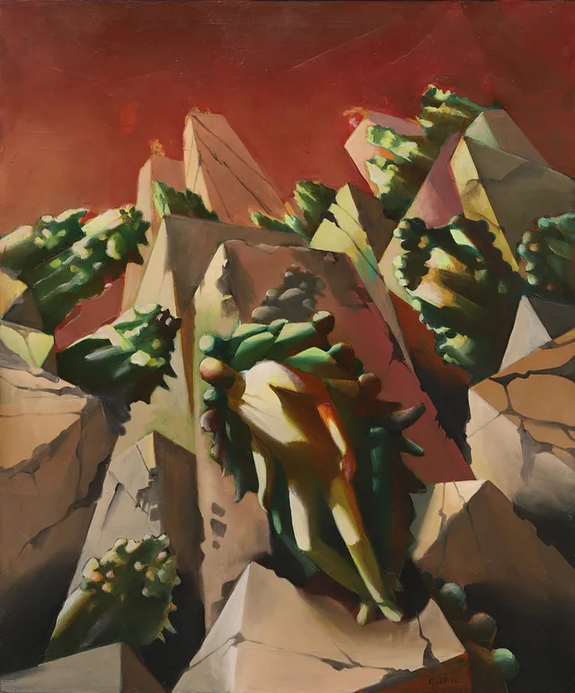 BERTIL GADÖ (1916-2014). "Metropolis", olja på duk, signerad och daterad -56.