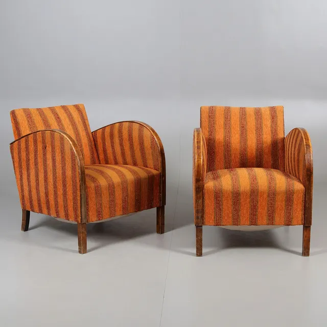 FÅTÖLJER, ett par, Art Deco, 1900-talets första hälft.