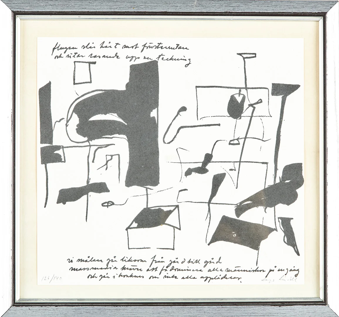 LAGE LINDELL. komposition, ur mappen "Sjukhussviten", serigrafi, signerad samt numrerad 126/140. — Engravings & Prints — Stockholms Auktionsverk Sickla