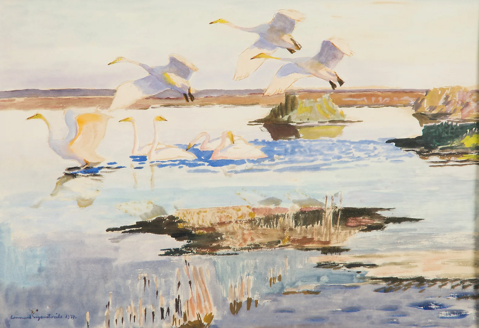LENNART SEGERSTRÅLE. Svanar, akvarell, signerad. — Paintings — Helsingborgs Auktionskammare
