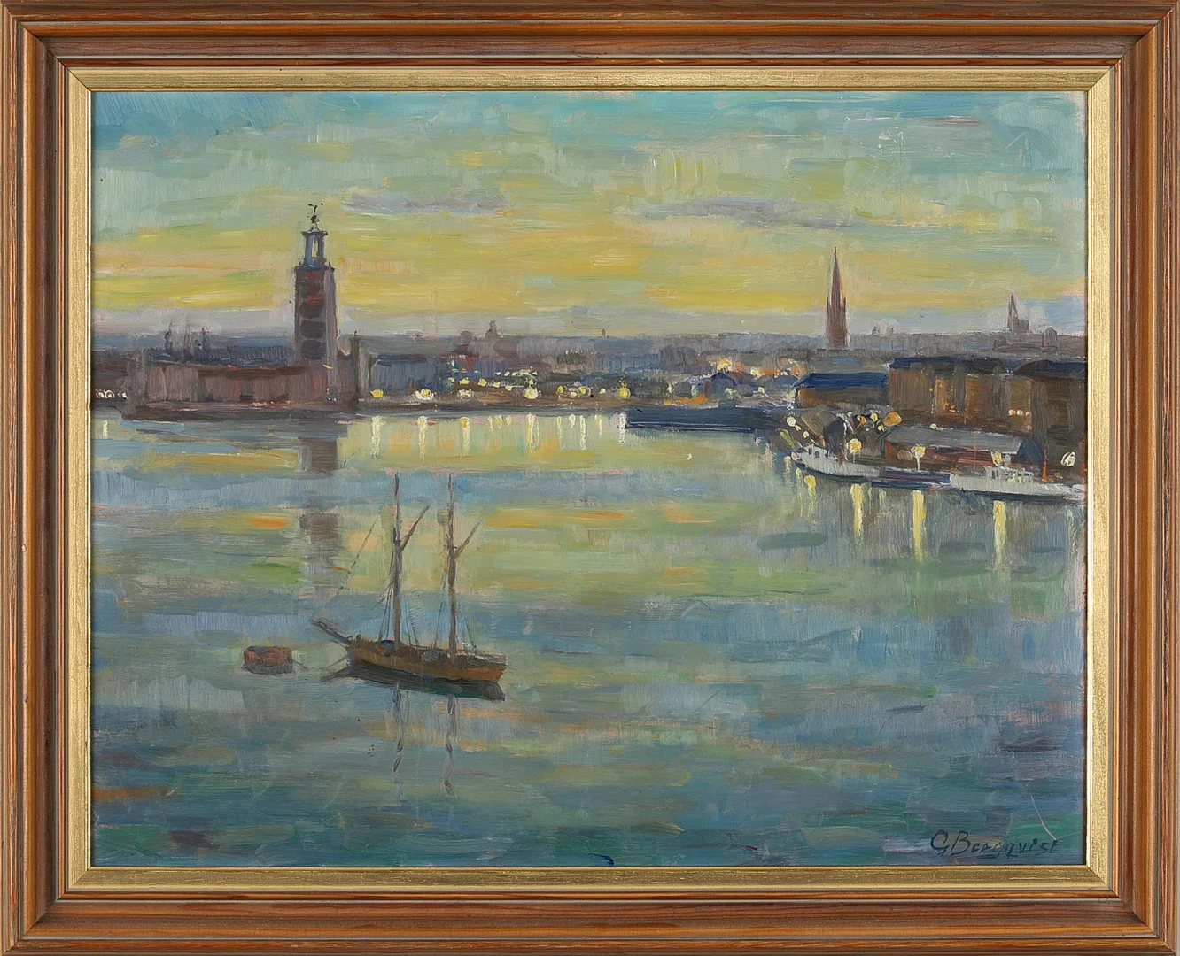 GUNNAR BERGQVIST (SVERIGE), 1903-1995). Utsikt över Riddarfjärden. — Paintings — Crafoord Auktioner Stockholm