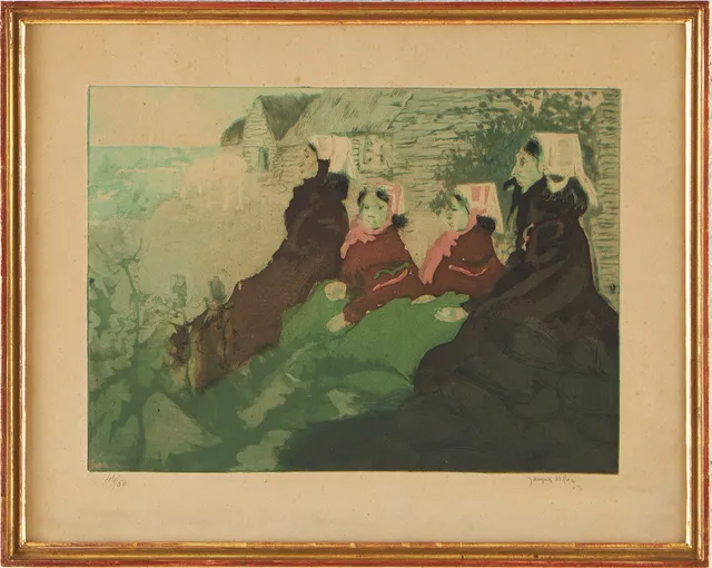 JACQUES VILLON. ''Femmes D'ouessant'', akvatint, signerad, numrerad 44/50.