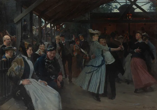 ERIK HENNINGSEN. På dansbanan. Olja på duk. Utförd 1891.