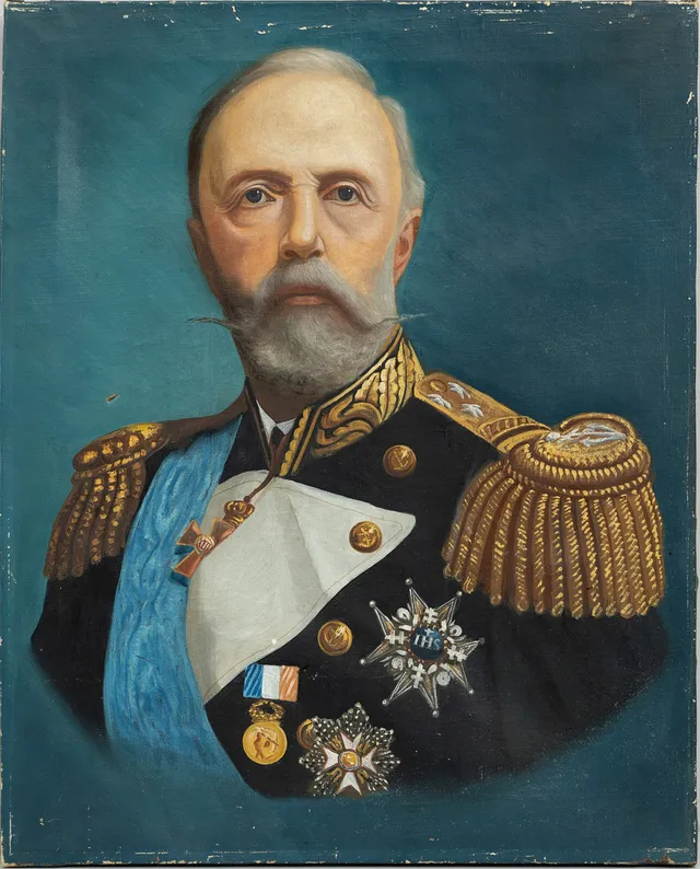 CARL GABRIEL WADELL. Porträtt av Oscar II iförd amiralsuniform, olja på duk, signerad och daterad 1898 á tergo.
