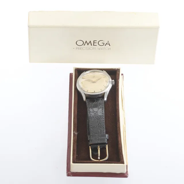 HERRARMBANDSUR, stål, Omega, 1950-tal.