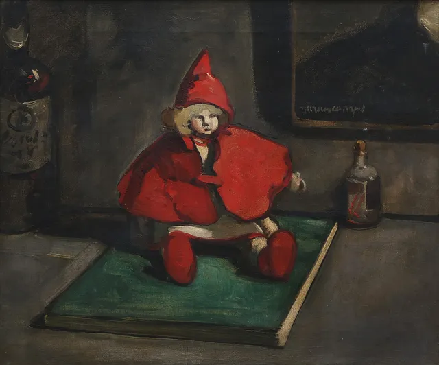 RAFAEL DURANCAMPS. Still life with doll ("Little Red Riding Hood").