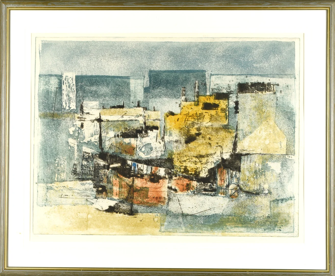 JOSEF SCHIBLI. Färgetsning, "Bakgård", Numrerad: 22/25, Signerad, 1965. — Engravings & Prints — Norrlands Auktionsverk