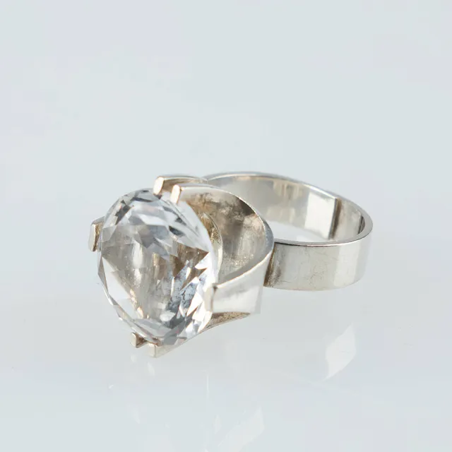 ELIS KAUPPI. Ring, 925 silver, bergkristall, Ø ca 18,75, Kupittaan Kulta 1978.