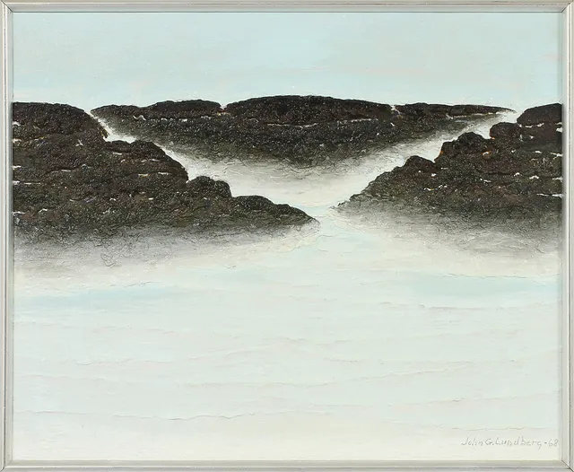 JOHN G LUNDBERG. "Snölandskap-68", olja på duk, signerad samt daterad 68.