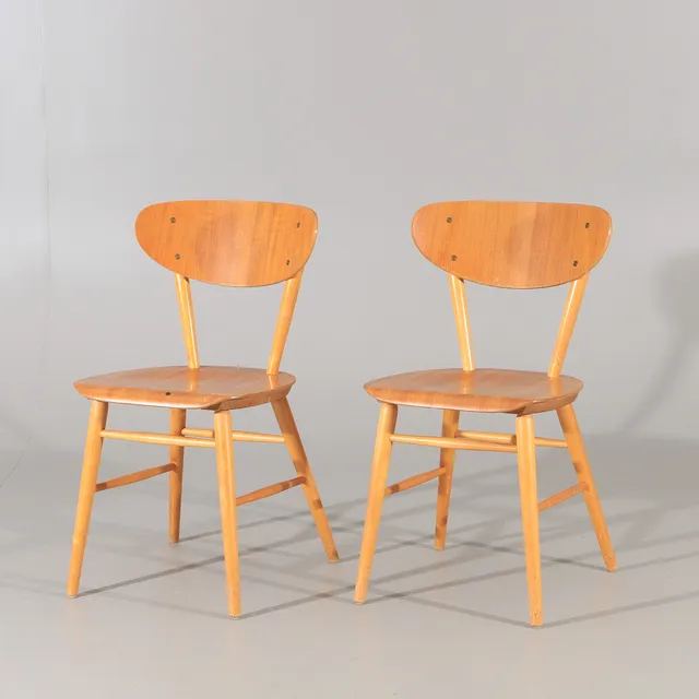 STOLAR, 1 par, teak/björk, 1900-talets mitt.