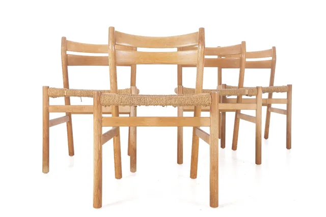 Børge Mogensen for C. M. Madsen. Four dining chairs, oak, model BM1 (4)