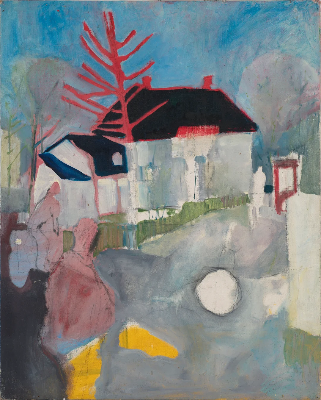 Jenssen, Olav Christopher — Figurer og hus, ca 1980 — Kunst/Maleri — Blomqvist