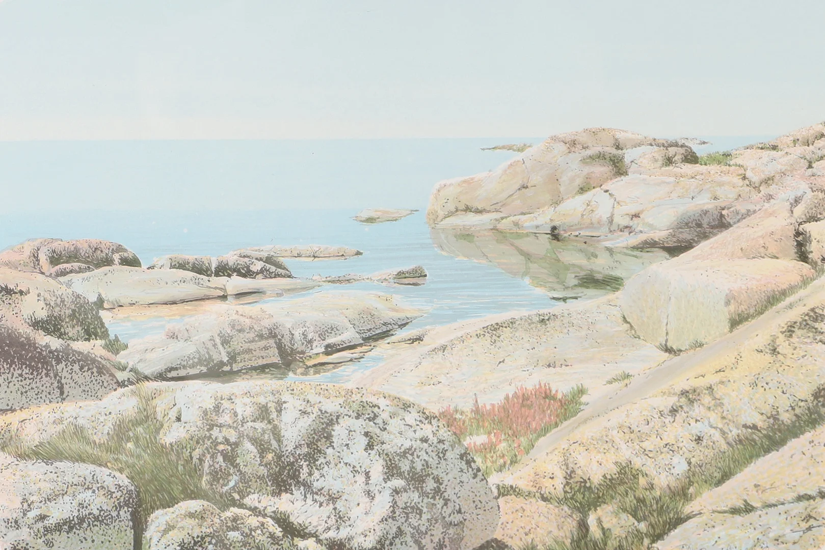 GÖRAN HAHNE. Skärgårdsmotiv, färglitografi, signerad. — Engravings & Prints — Helsingborgs Auktionskammare