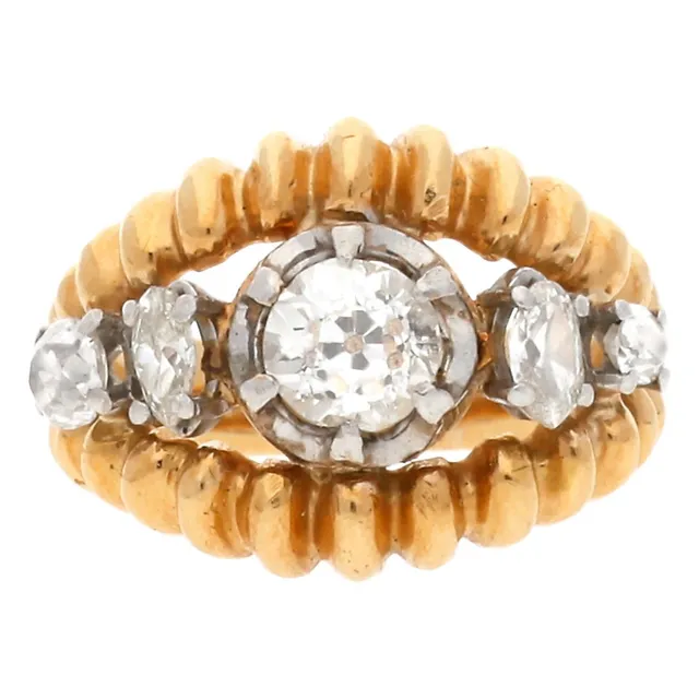 Five-diamonds ring.