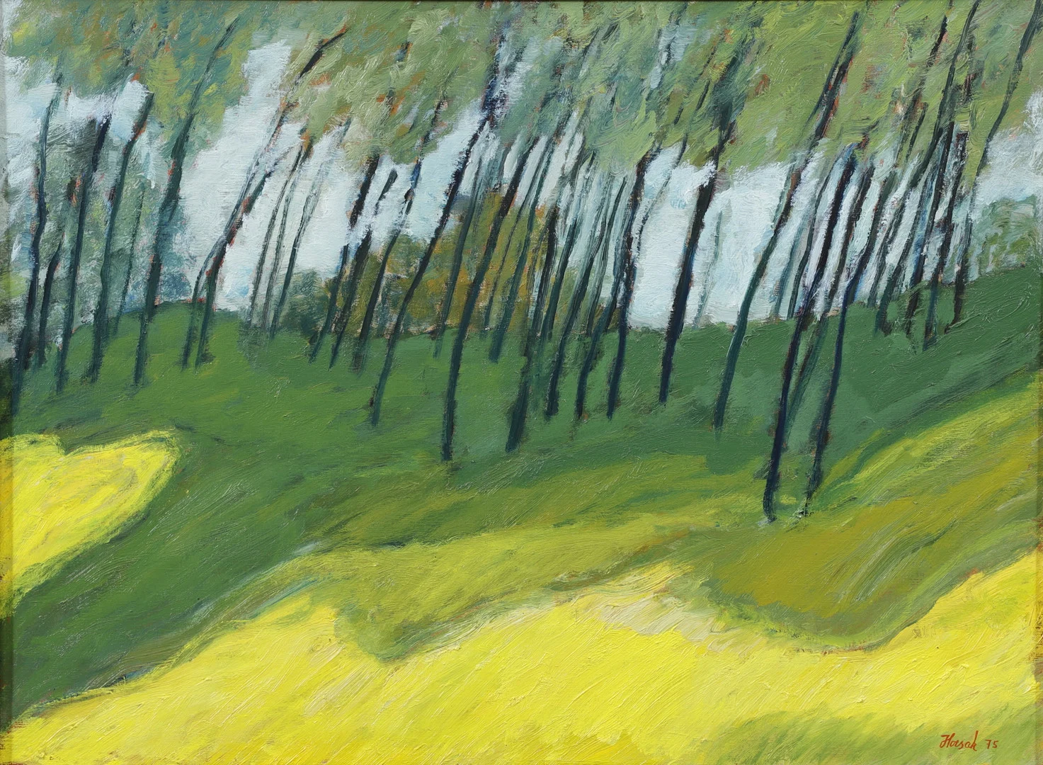 ALLAN HORSAK. "Junivind", olja på duk, signerad och daterad 75. — Paintings — Växjö Auktionskammare