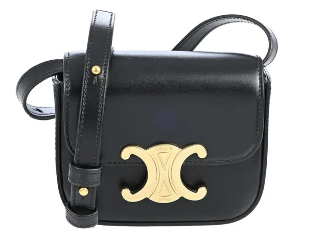 CELINE, VÄSKA, Mini Claude, svart kalvskinn, guldfärgade beslag, 11,5x8x4 cm, avtagbar axelrem. Very Good Condition.