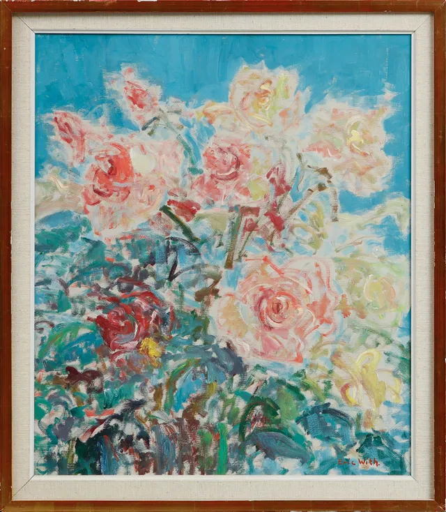 ERIC WITH. Blomsterstilleben, olja på pannå, signerad.