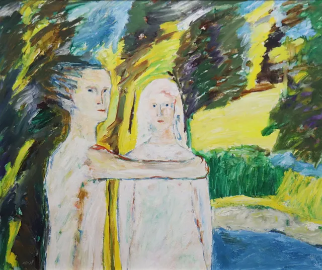 NILS ANDRÉ MALMSTRÖM (1936-2006). olja på duk, par i natur.