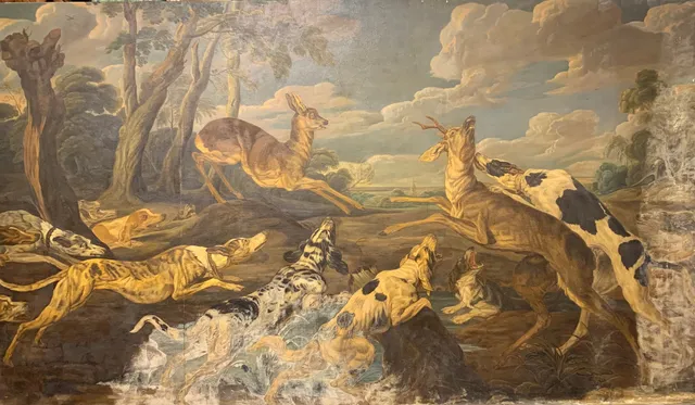 PROBABLY SPANISH SCHOOL, FIRST HALF 20TH CENTURY. COPY OF FRANZ SNYDERS. Deer hunting.