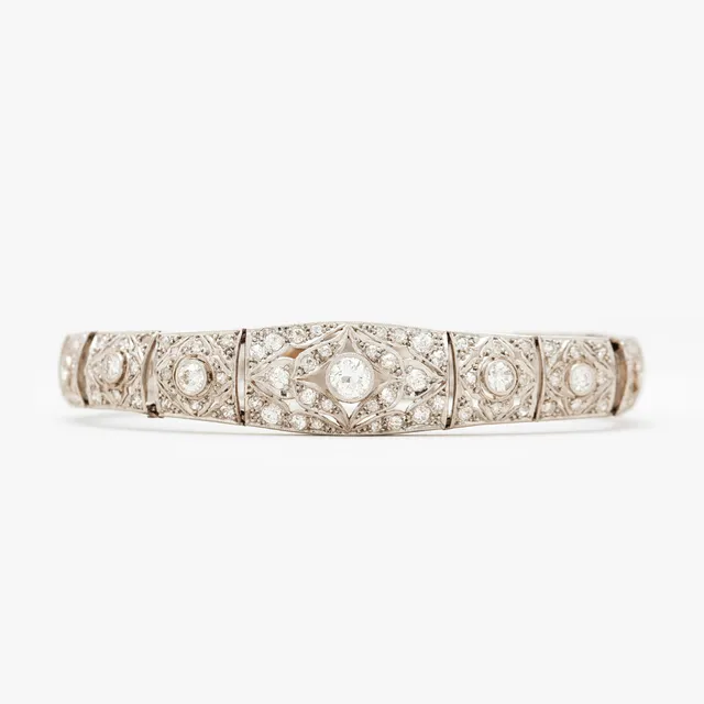 ARMLÄNK, Art Deco, 18k vitguld, gammalslipade diamanter, tidigt 1900-tal.
