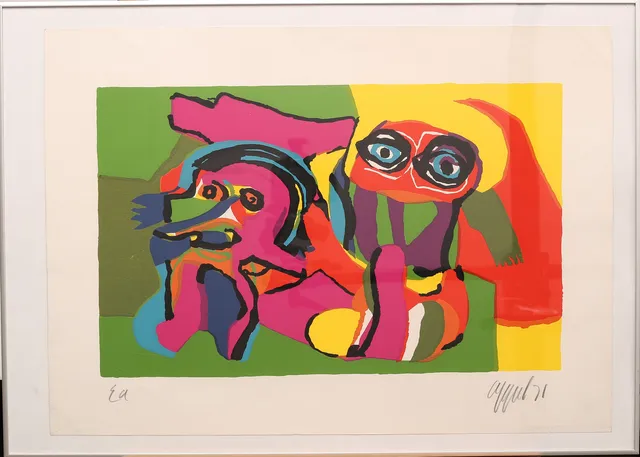 KAREL APPEL. Färglitografi, figurkomposition, E.A, signerad Appel, daterad 71.