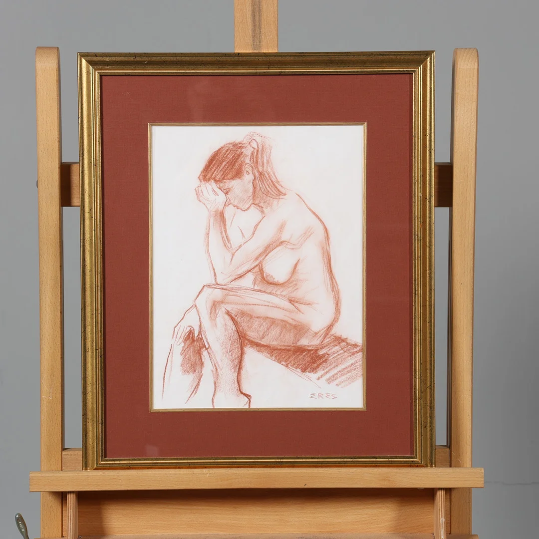 ARNOLD ERES. TECKNING, nakenstudie, signerad. — Drawings — Borås Auktionshall