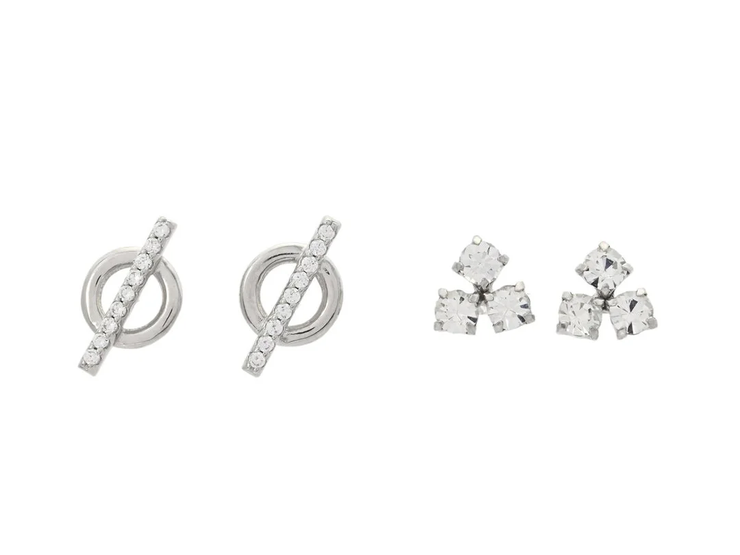 SMYCKESET, 2 par örhängen, sterlingsilver, cubic zirconia, stift, vikt 2,1 g. — Smycken/Smyckeset — Kaplans