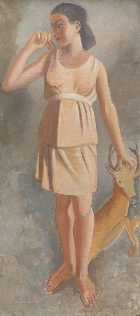 GUNNAR ZILO. Jaktgudinnan Diana, olja på duk, signerad.