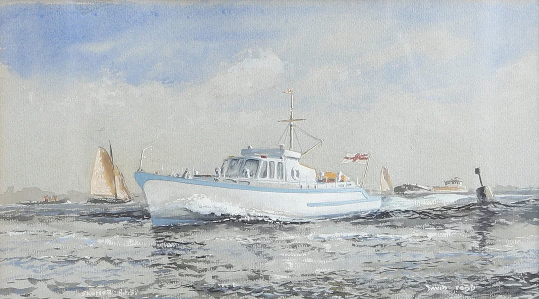 DAVID COBB (1921-2014). THE YACHT 'SKOMER'. — Paintings — Lawrences Auctioneers