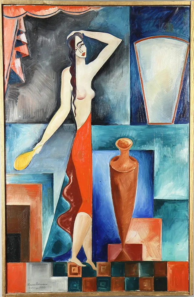 HANS LARSSON. Olja på duk, Nude med stilleben, signerad och daterad 1930.