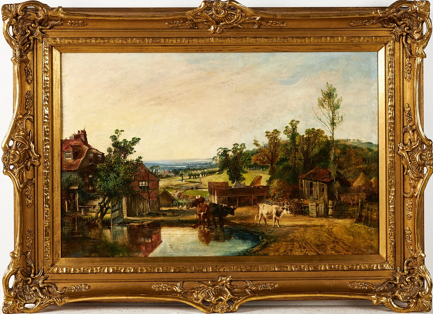 OIDENTIFIERAD KONSTNÄR. Rural scen, olja på pannå, otydligt signerad. — Paintings — Stockholms Auktionsverk Sickla
