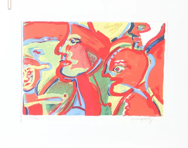 HERBERT GENTRY. Figurkomposition, färglitografi, signerad.