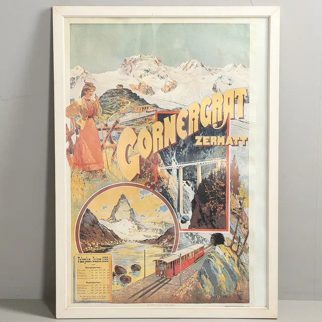 A MID-20TH CENTURY PHOTOLITHOGRAPHIC REPRINT OF A 19TH CENTURY SWISS TRAVEL POSTER.