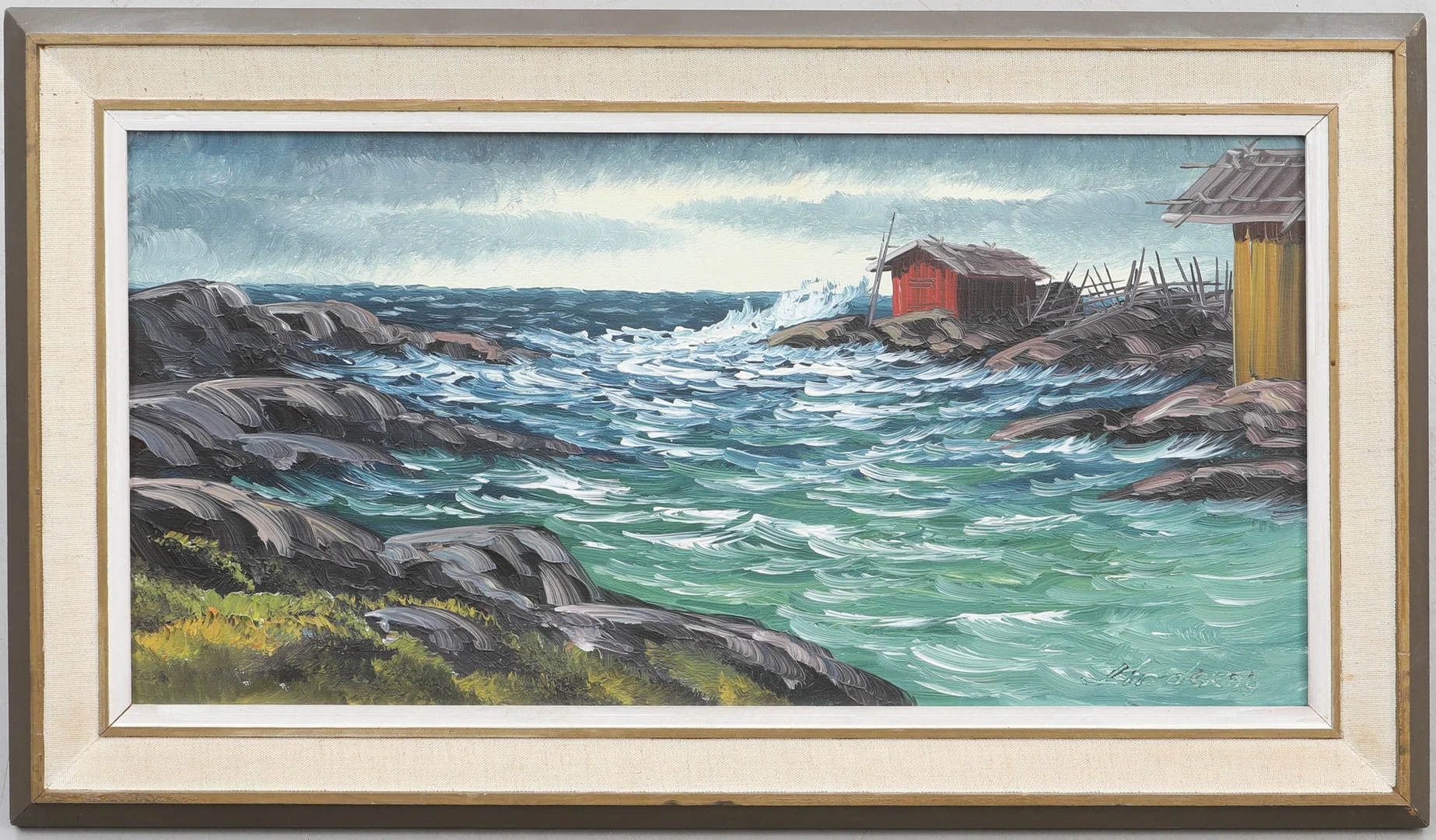 OIDENTIFIERAD KONSTNÄR. Olja på duk. Kustmotiv, signerad, Lindskog. — Paintings — Södermanlands Auktionsverk