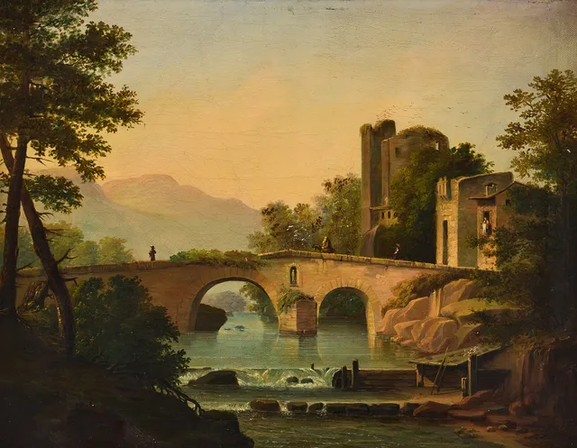 GUSTAF WILHELM PALM. Pont près de Saint Maurice.