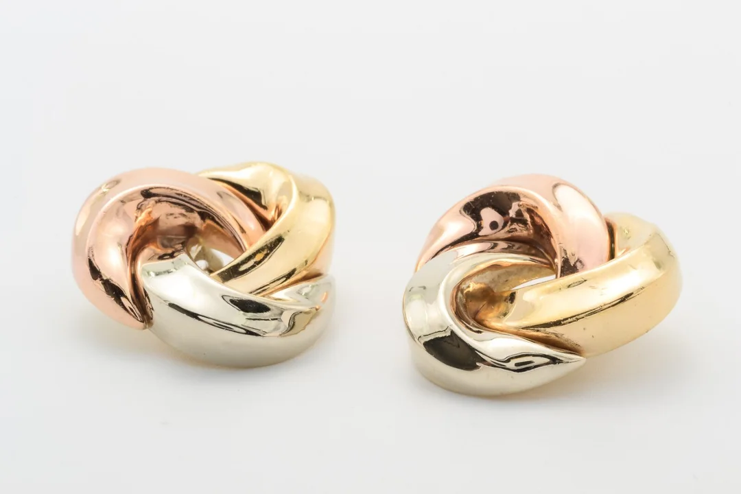 Vintage øreclips af 14 kt. guld, hvidguld og rosa guld — Jewellery/Earrings — Lauritz