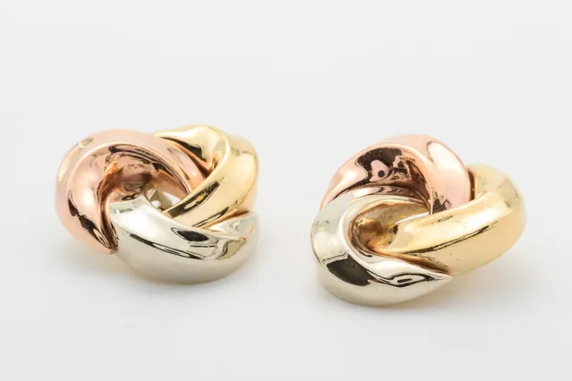 Vintage øreclips af 14 kt. guld, hvidguld og rosa guld