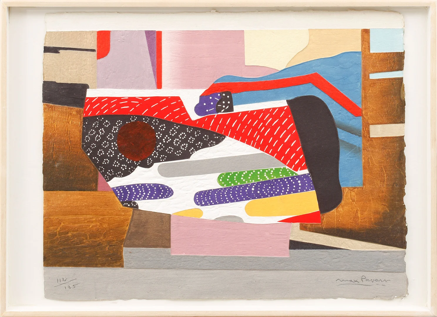 MAX PAPART. Komposition. Karborundumetsning/kollage, signerad och numrerad 112/125. — Engravings & Prints — Göteborgs Auktionsverk