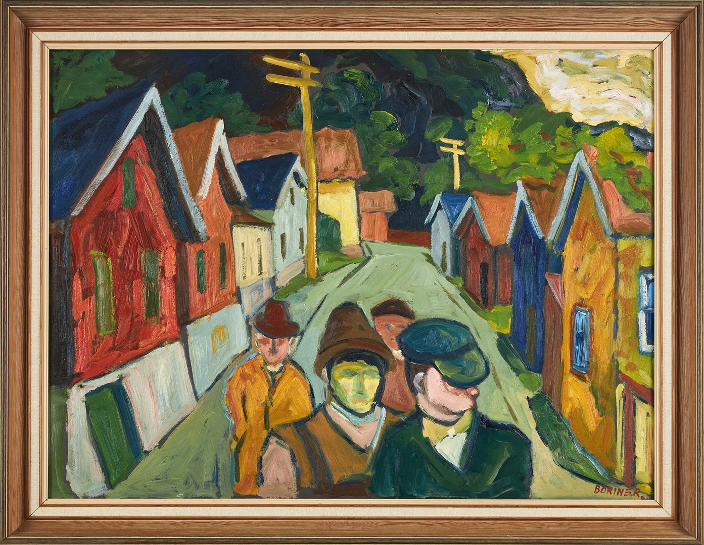 GUSTAF BÖRTNER ZANDT (1905-1985). Promenad genom staden, olja på pannå. — Paintings — Stockholms Auktionsverk Magasin 5