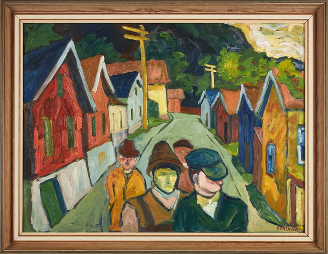 GUSTAF BÖRTNER ZANDT (1905-1985). Promenad genom staden, olja på pannå.