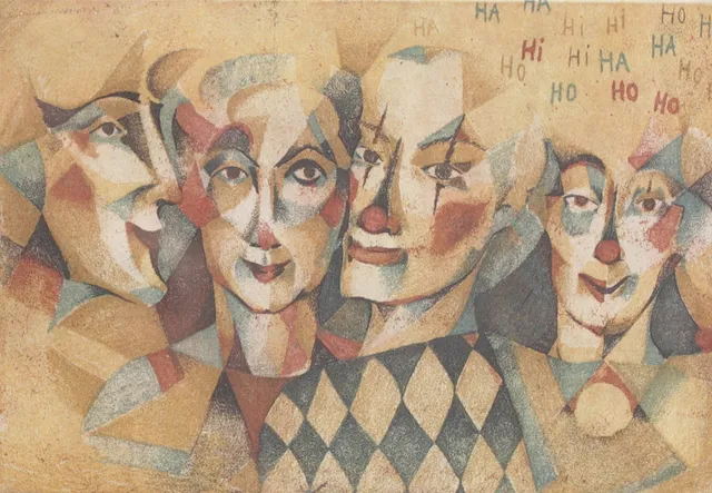 PETER JARZ. Clowner, Litografi, signerad, numrerad 62/150.