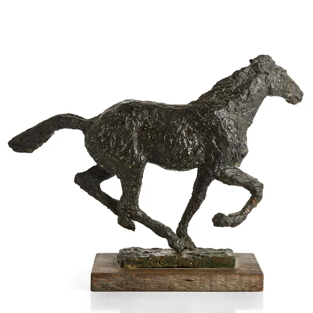 GEORG GANMAR (1916-1979). Häst, patinerad brons, signerad och daterad G. Ganmar 1952, monterad på träsockel.