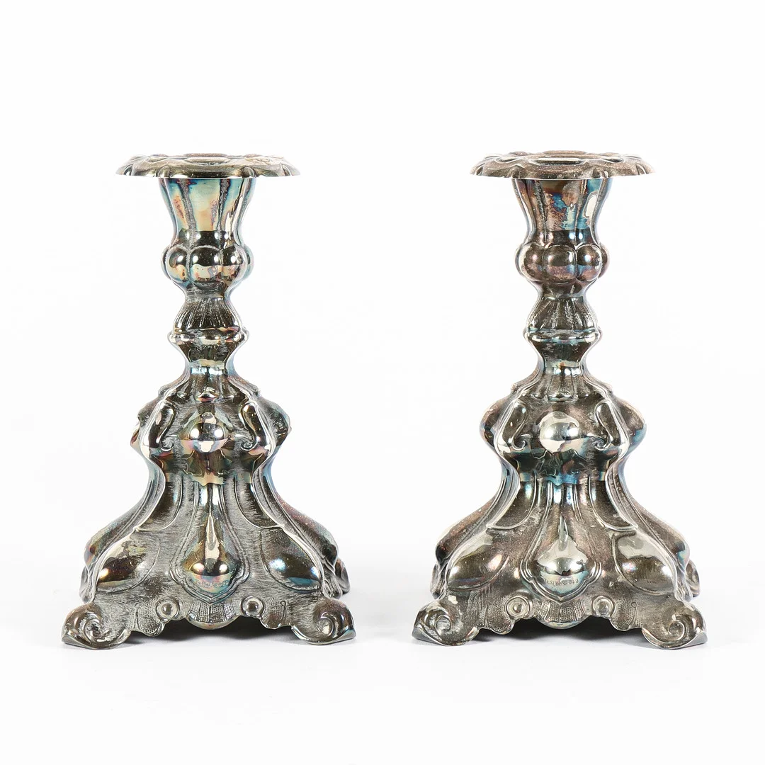 LJUSSTAKAR paret, barockstil, silver, Tesi. — Silver — Karlstad Hammarö Auktionsverk