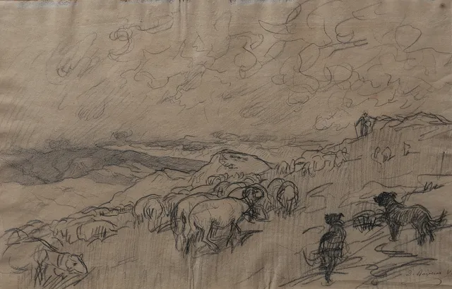 DIONÍS BAIXERAS. Landscape with flock.