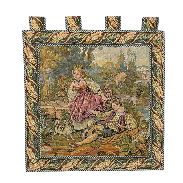 LUKA ORIGINAL. GOBELIN-WANDTEPPICH MIT SCHLAUFEN - ROKOKO-SZENE.