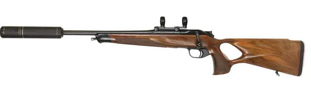 KULGEVÄR MED LJUDDÄMPARE VÄNSTER, fabrikat Blaser, modell R8 Success Vänster, kaliber .308W, tillv.nr RR037464, se-nr SE2842153.