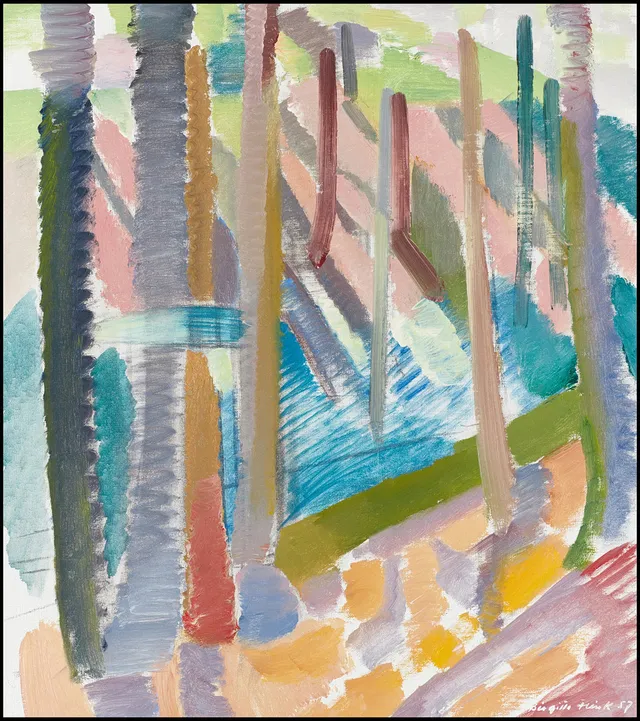 BIRGITTA FLINK (Skara, 1914-1999). "Dalen II", signerad Birgitta Flink Göteborg, olja på duk.
